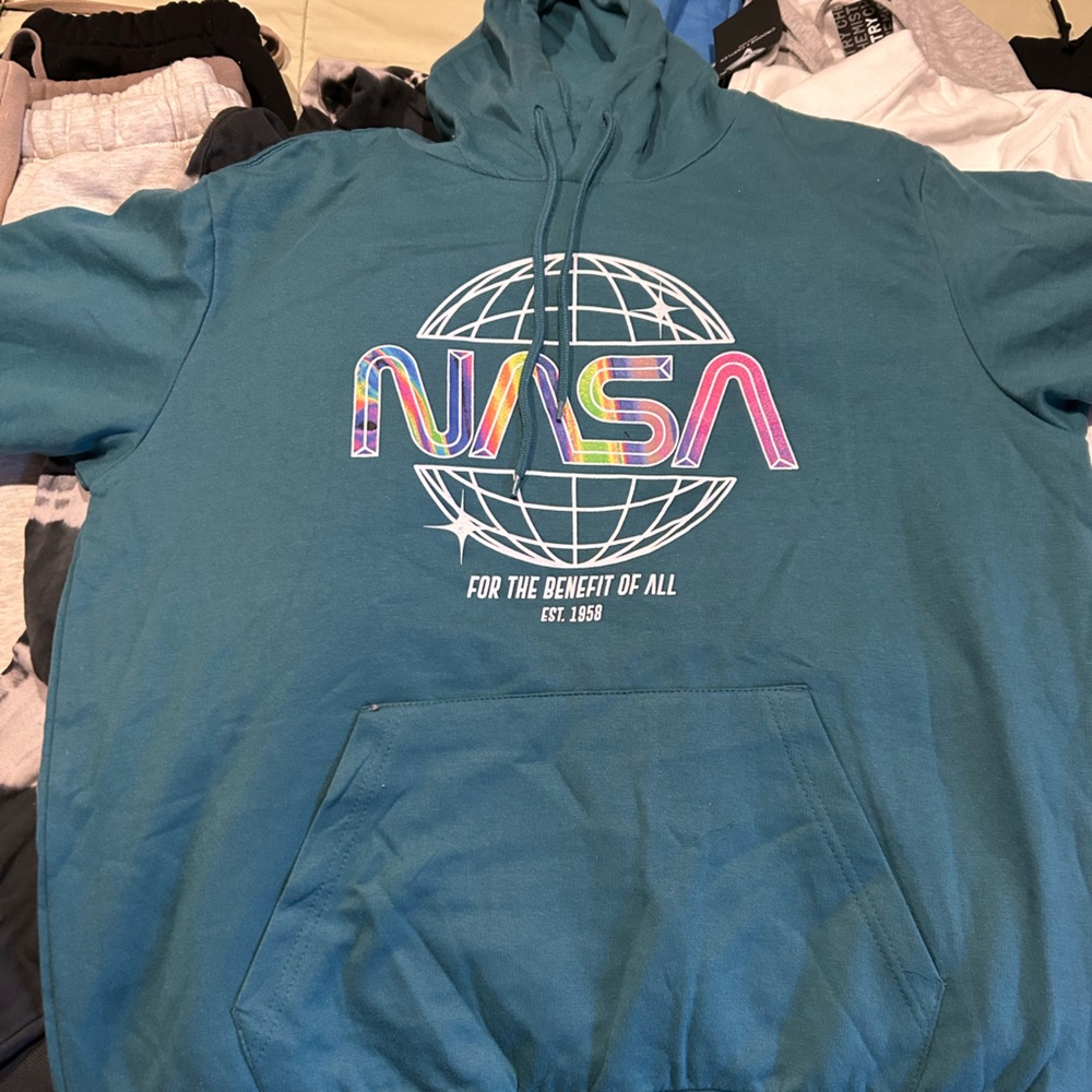 NASA Teal Hoodie for Men